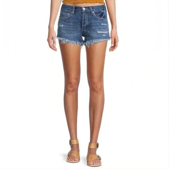 FREE People Loving Good Vibrations High-Rise Distressed Short Size 28 NWT - Picture 1 of 12